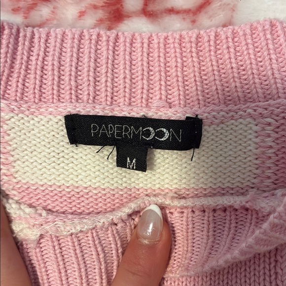 Papermoon Pink and Cream Knit Sweater - Picture 2 of 3